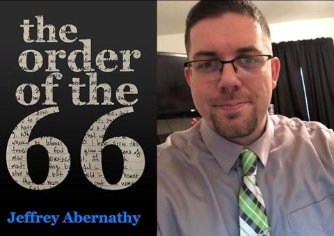 book cover for "The Order of the 66" and photo of author Jeffrey Abernathy