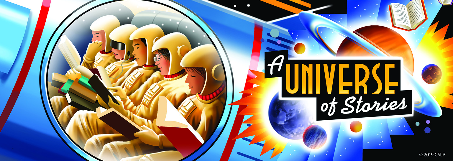 A Universe of Stories (Adult) Adult Summer reading graphic that reads, "A Universe of Stories"