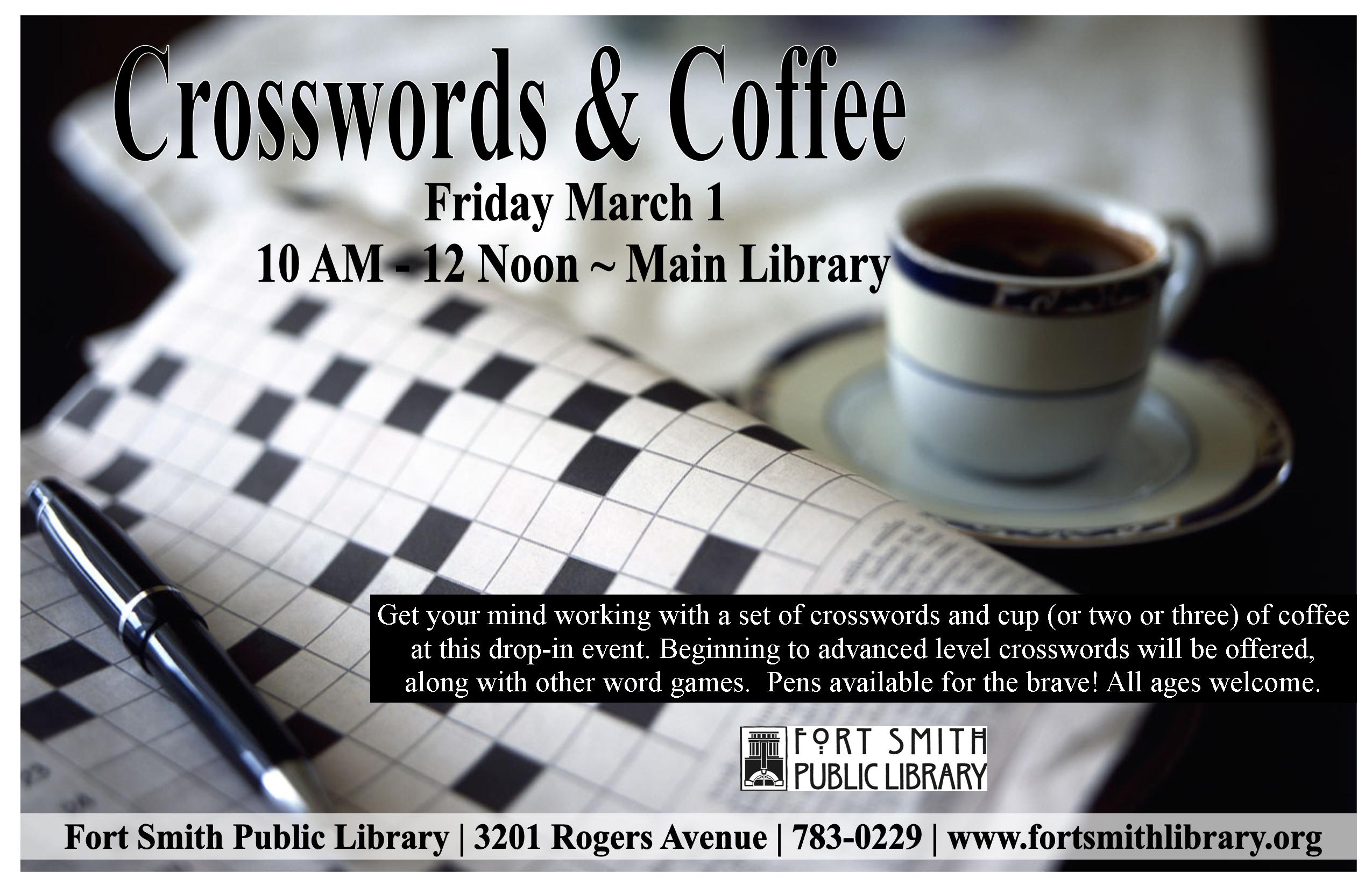 Crosswords and Coffee event poster