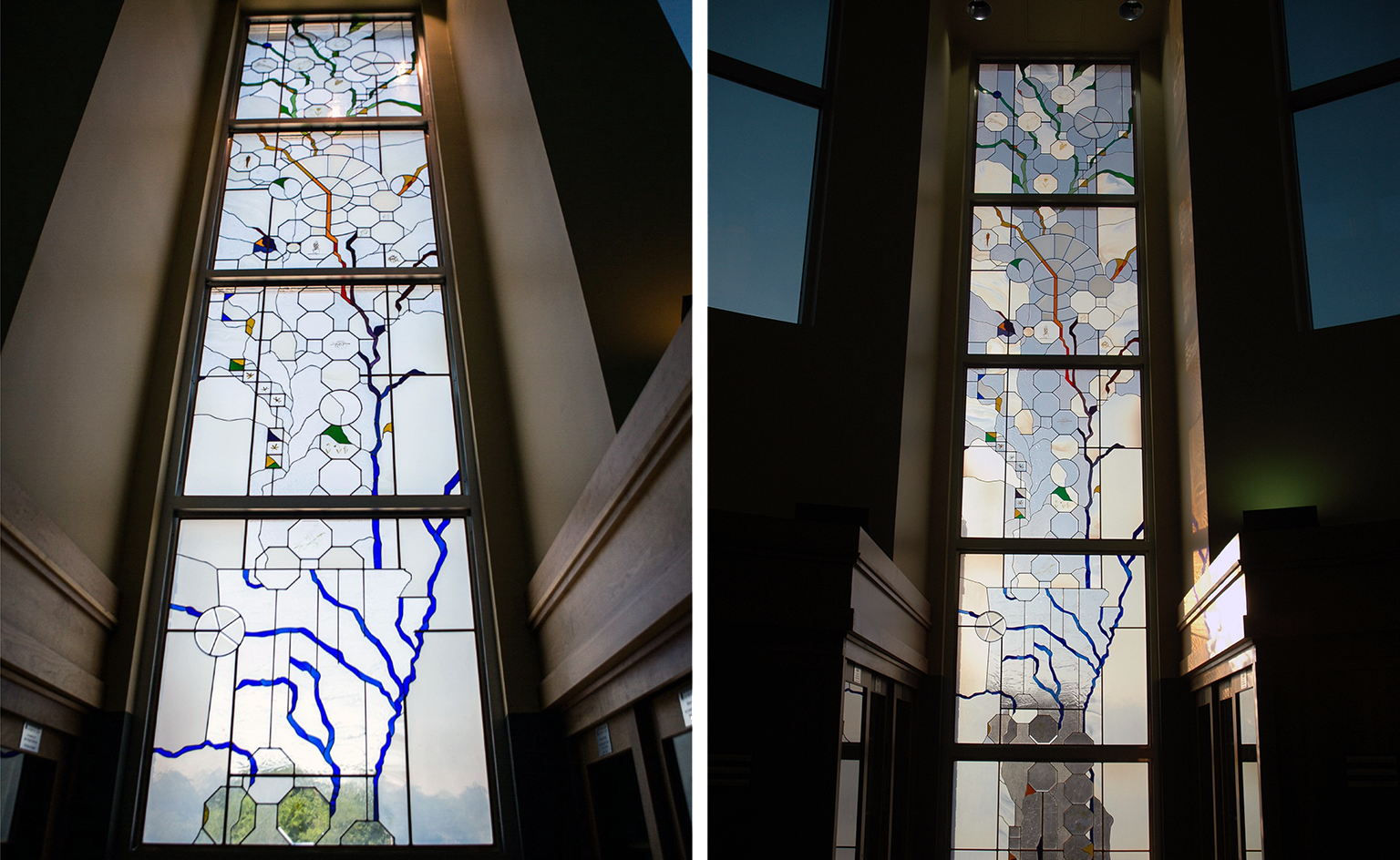 Stained glass window in the Fort Smith Public Library