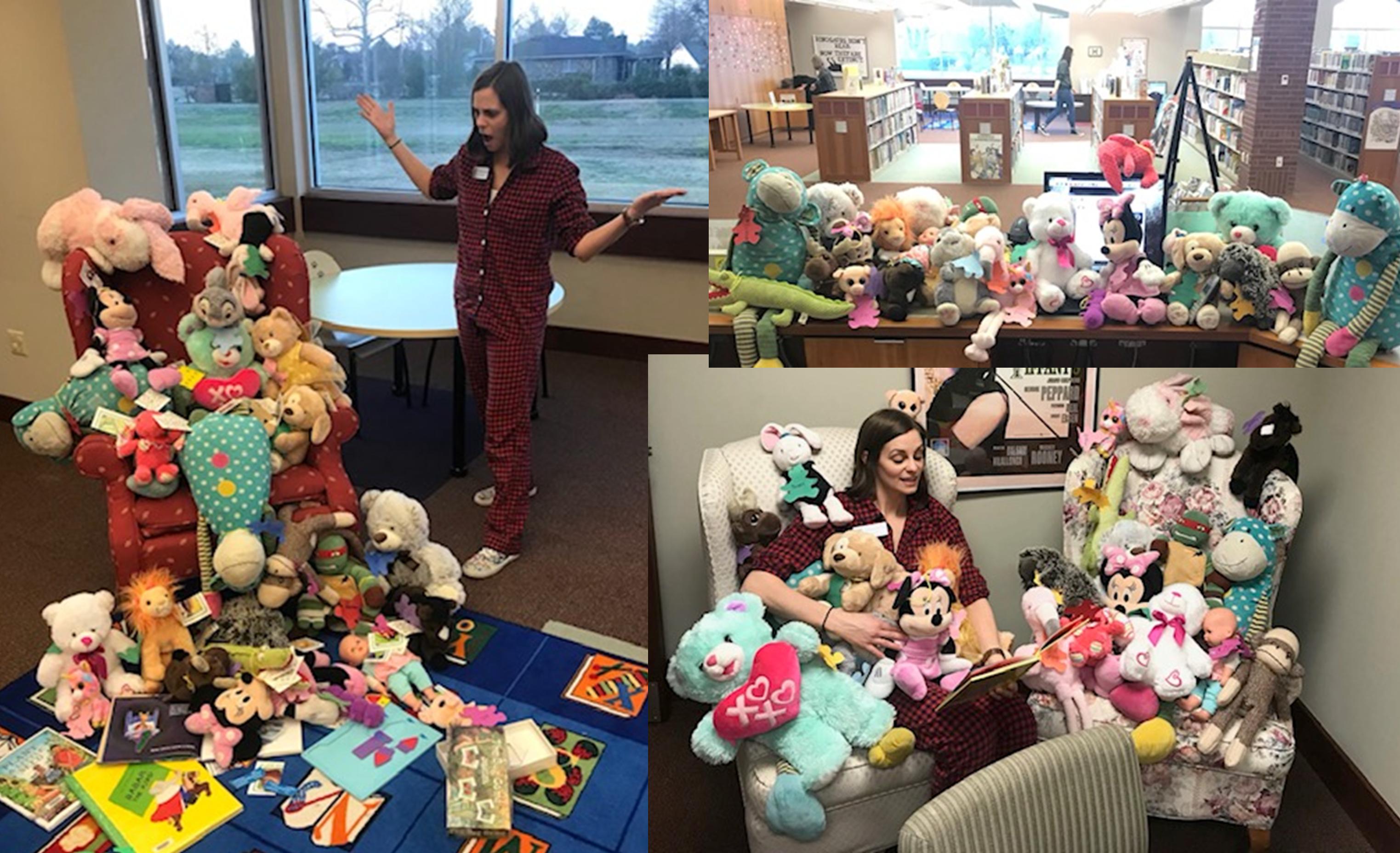 photo collage of last year's stuffed animal sleepover