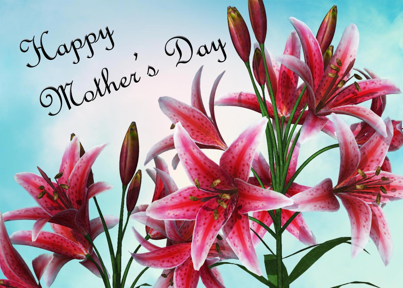 Lilies with Happy Mother's Day message