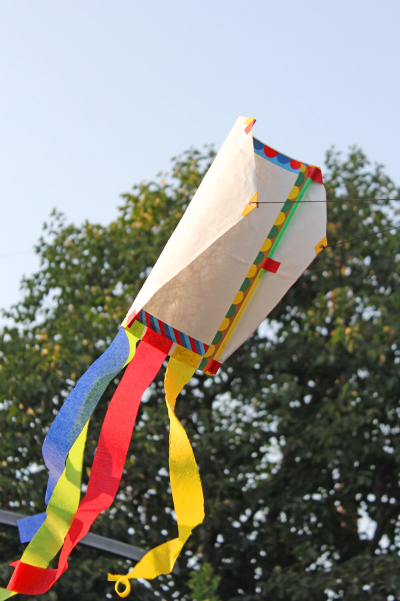 Kite made of Tyvex Envelope and Crepe Streamers