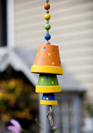Terracotta pots made into a wind chime