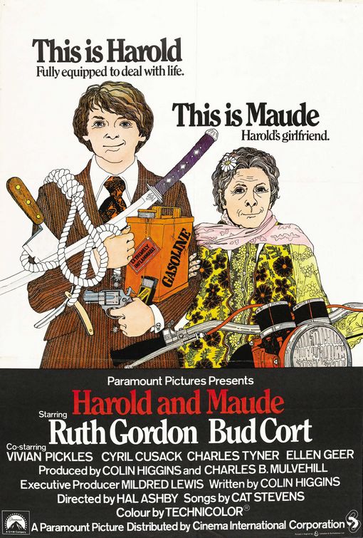 Harold and Maude movie poster. 1970 comedy film. 