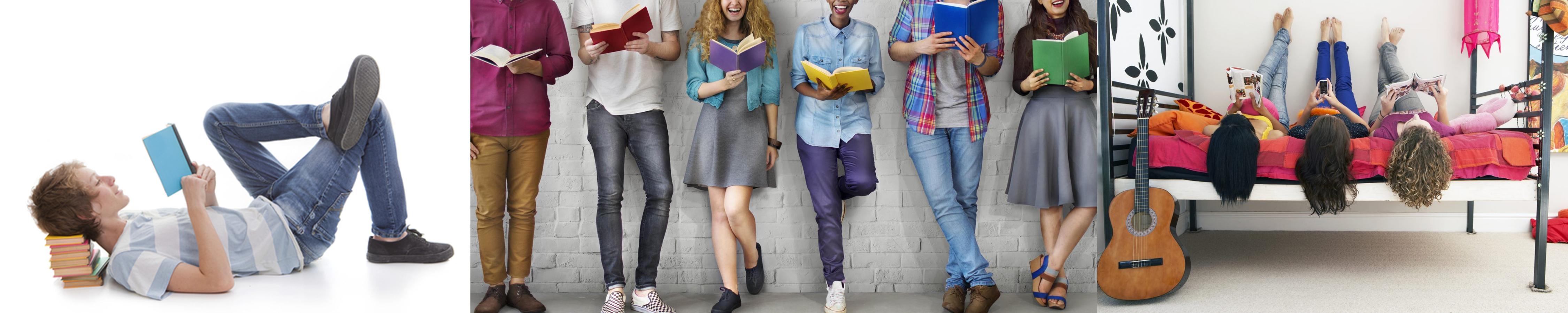 collage of teens reading