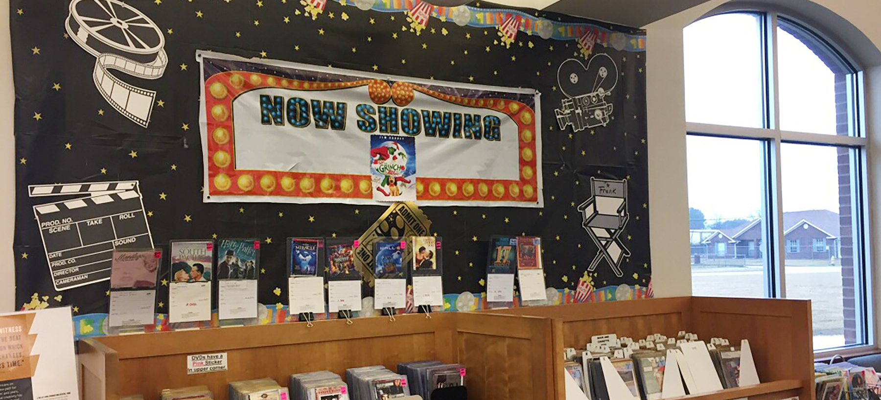 "Now Showing" display at Windsor Drive Branch