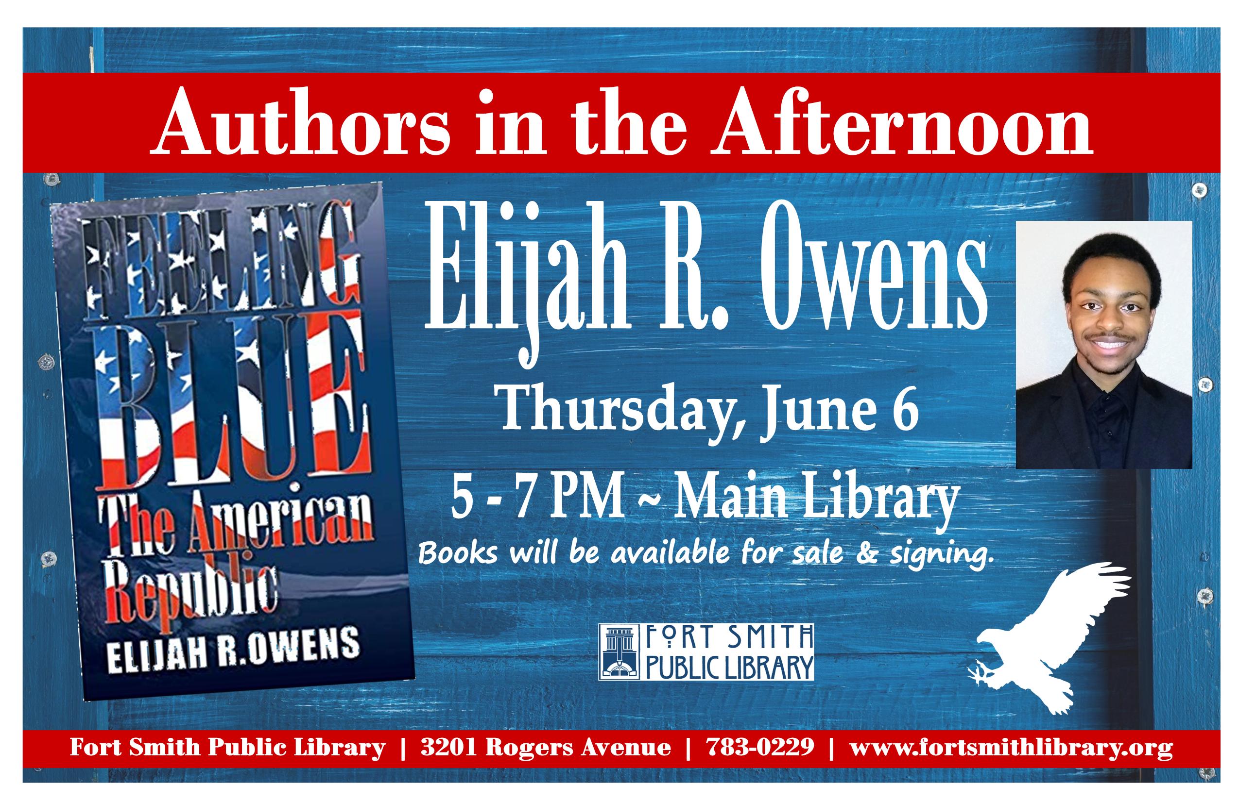 poster for Elijah R. Owen's book signing