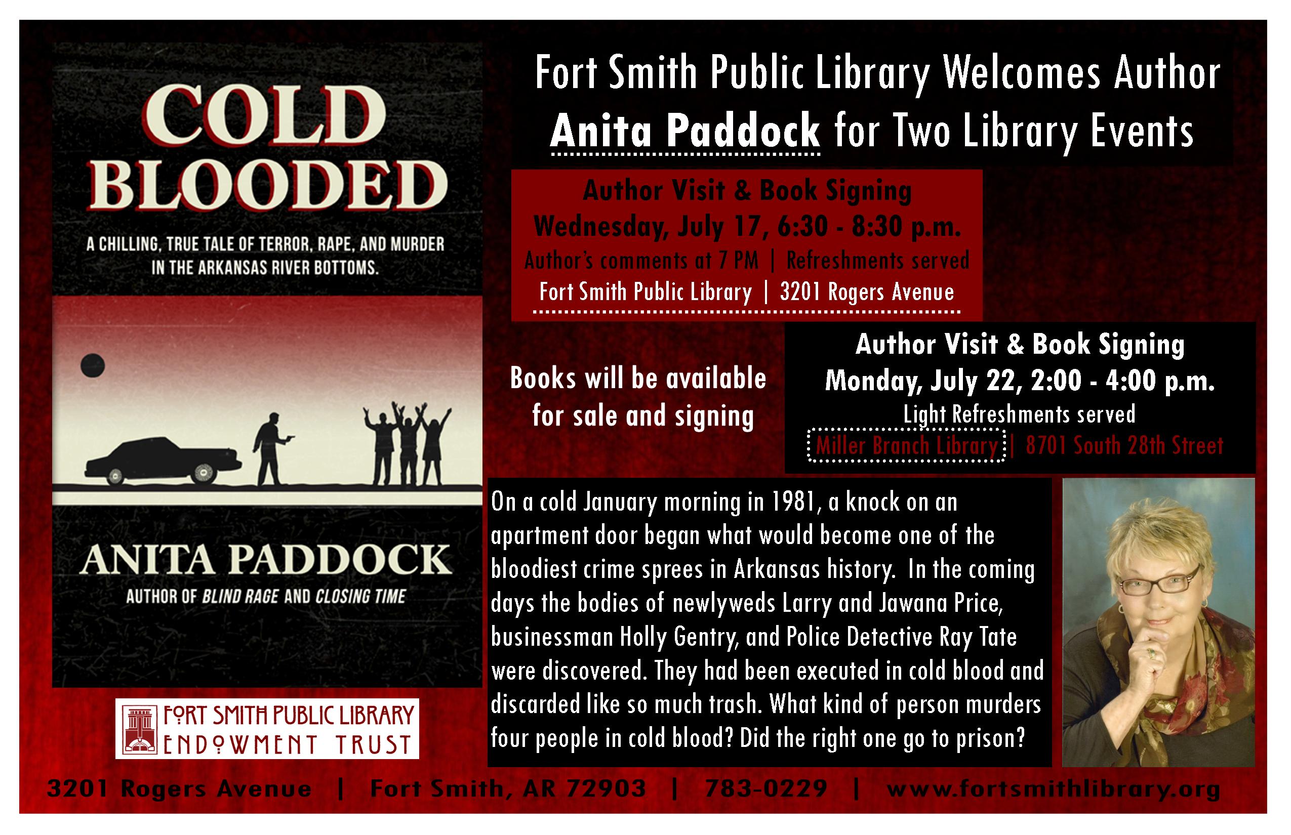 Anita Paddock author events poster