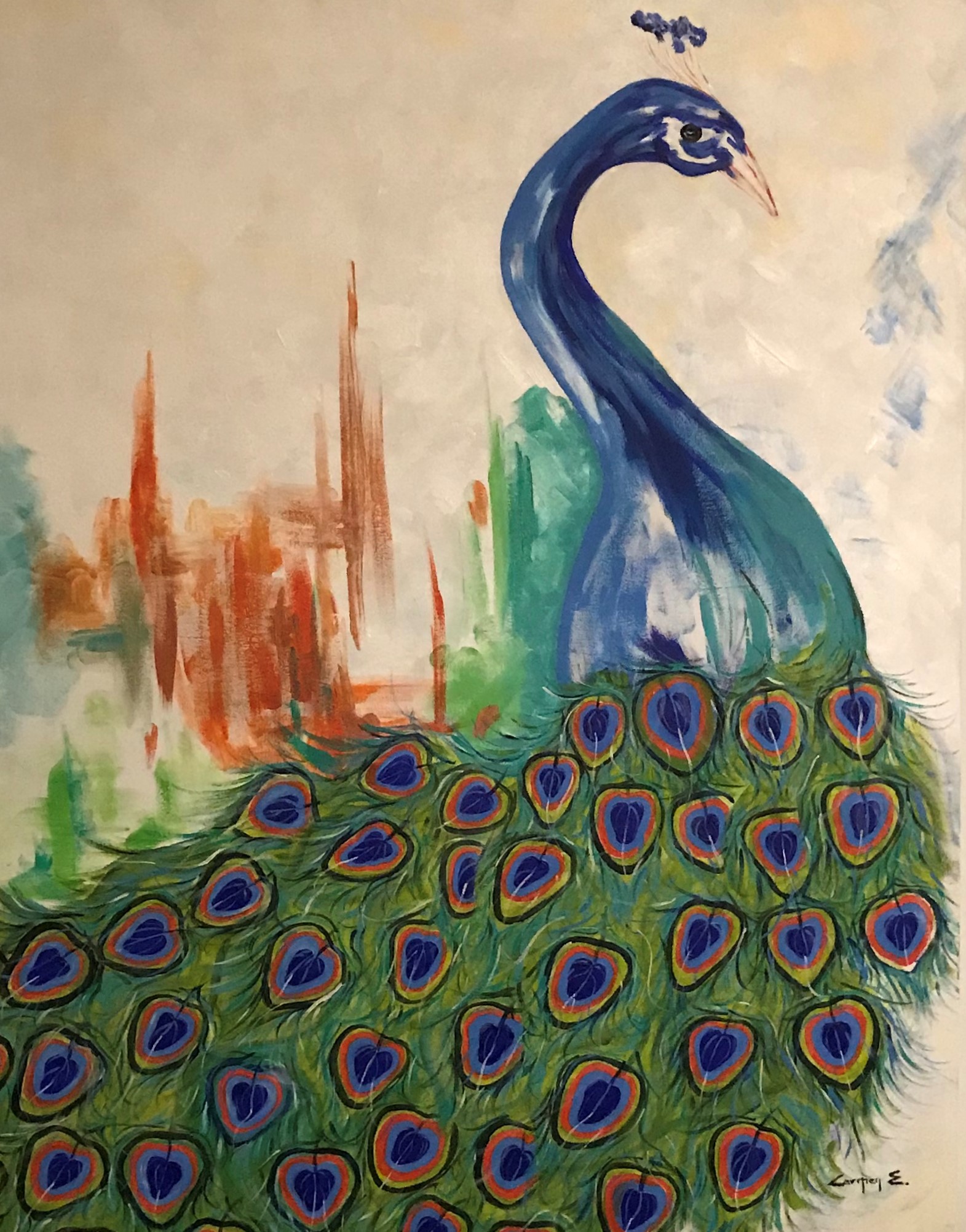 Painting of a peacock by Carmen Rodriguez