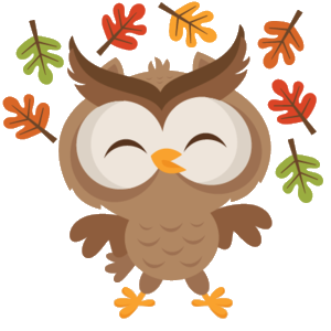 Owl with fall leaves