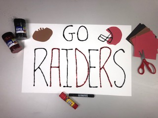 Craft supplies and school spirit poster