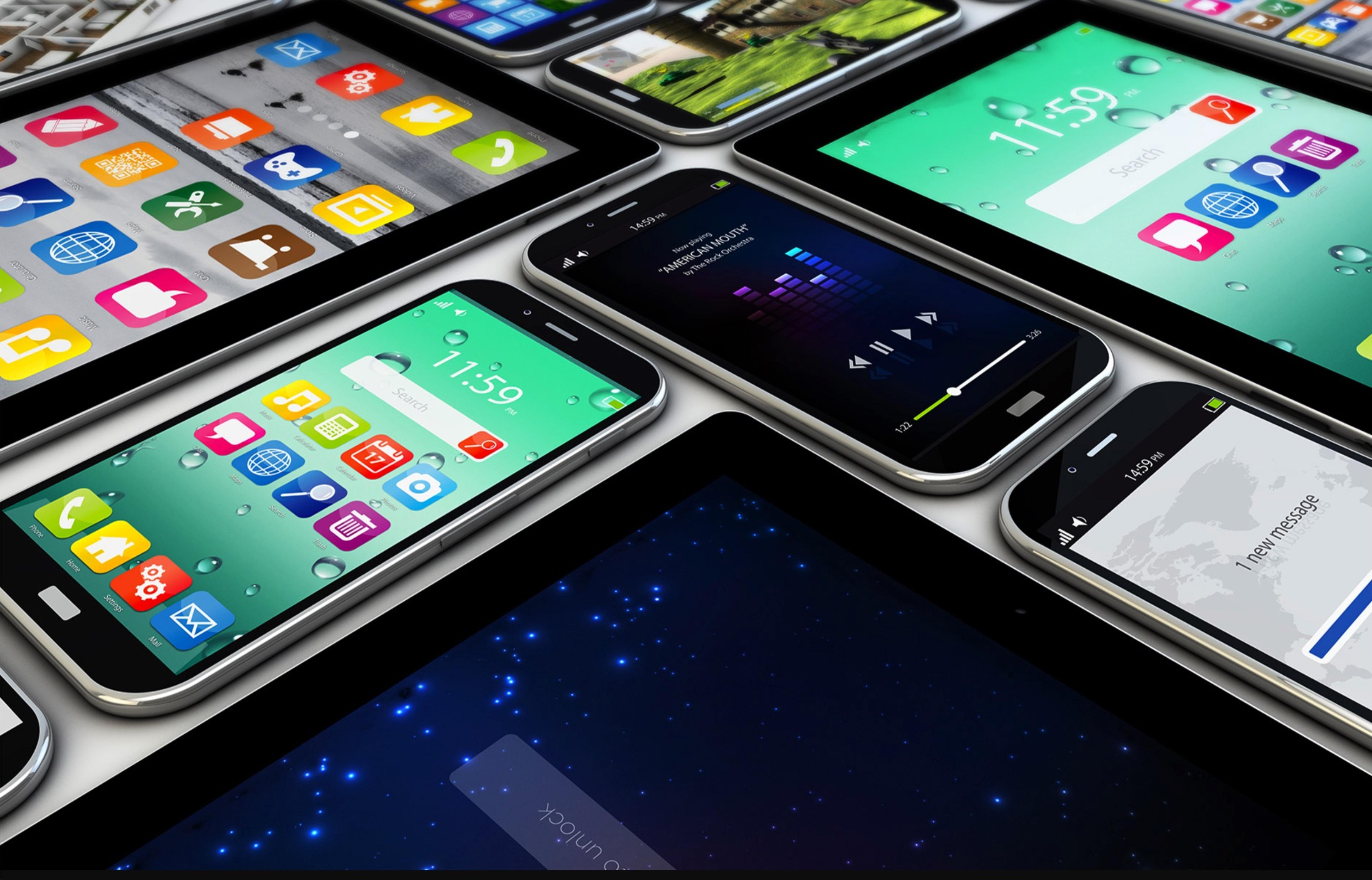 photo of smart phones and tablets