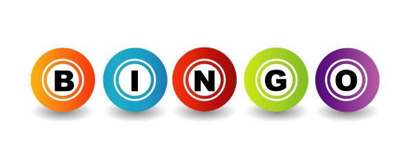 Bingo spelled out alphabetically in multicolor balls. 