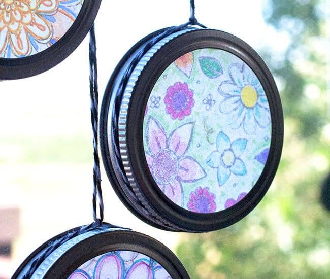 Homemade sun catcher using a coloring sheet