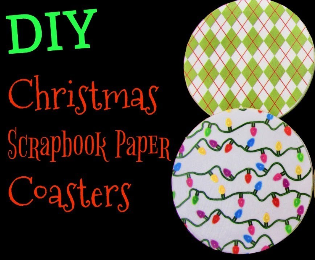 DIY Christmas Scrapbook Paper Coasters 