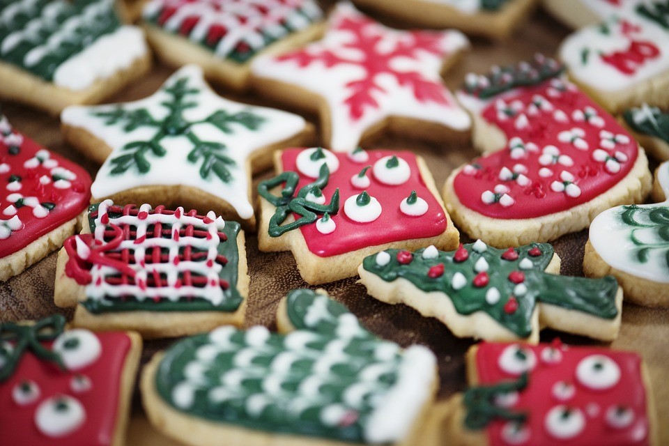 Decorated holiday sugar cookies