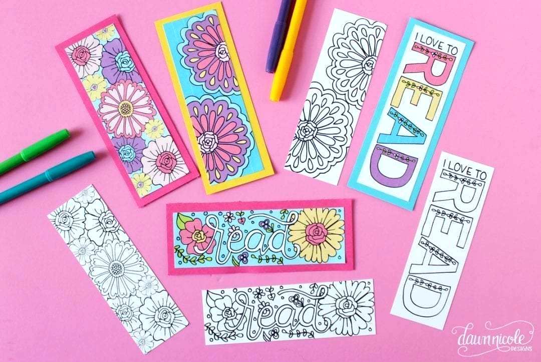 book marks to color with colored pencils
