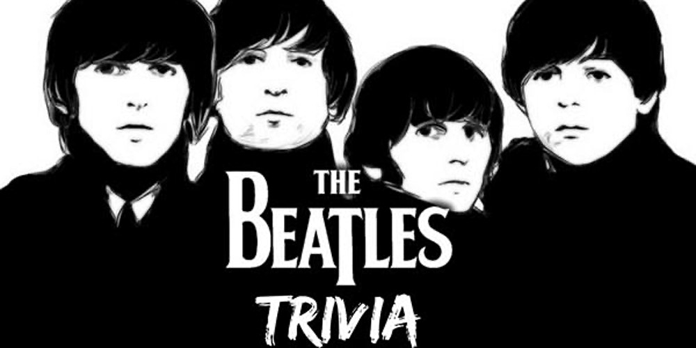 Picture of the Beatles musical group with words "Beatles Trivia"