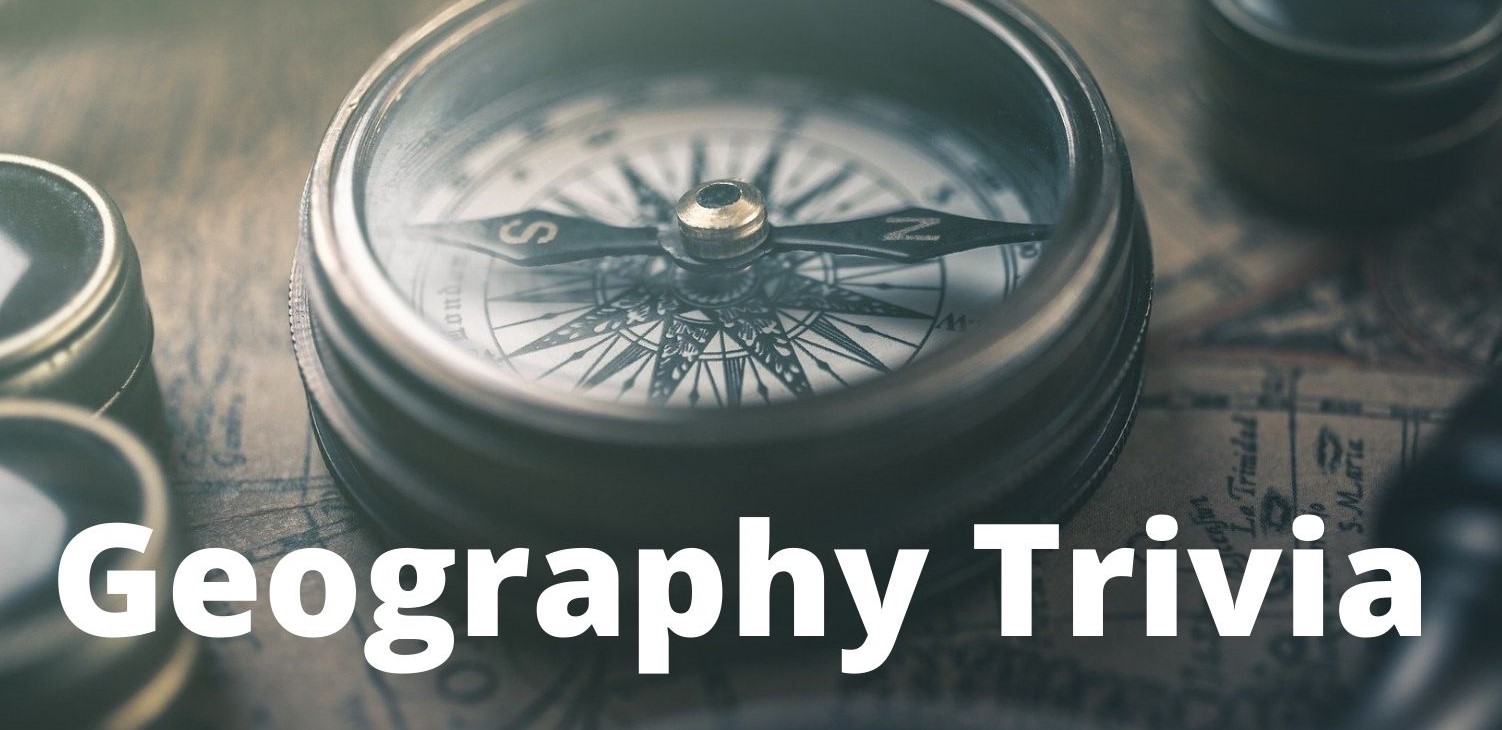 Compass with wording Geography Trivia 