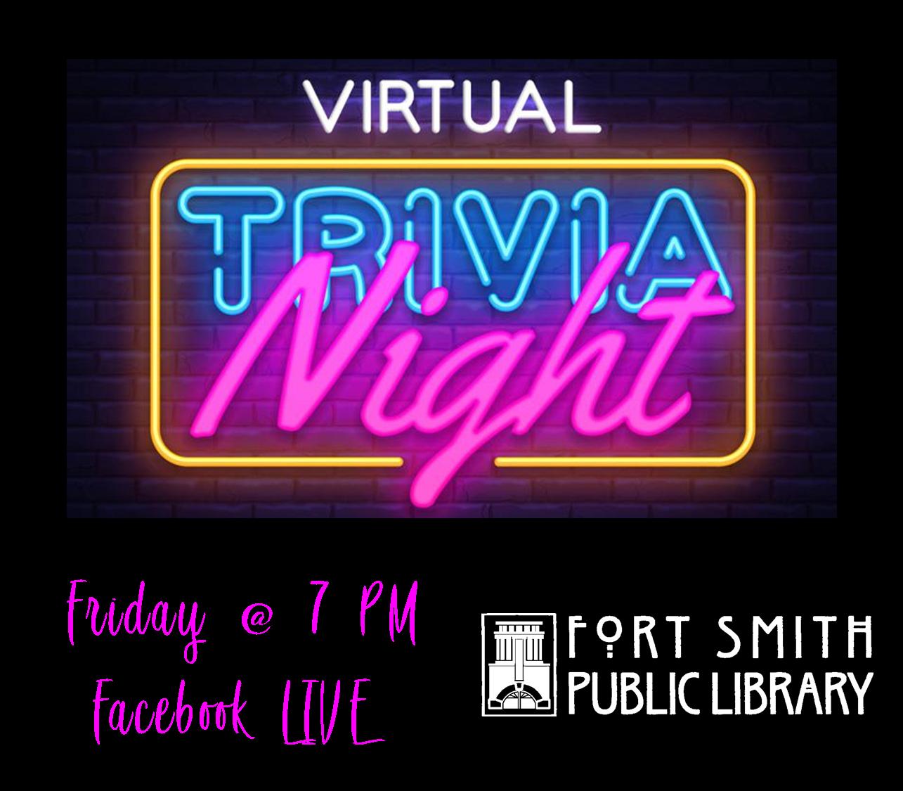 Virtual Trivia night neon sign