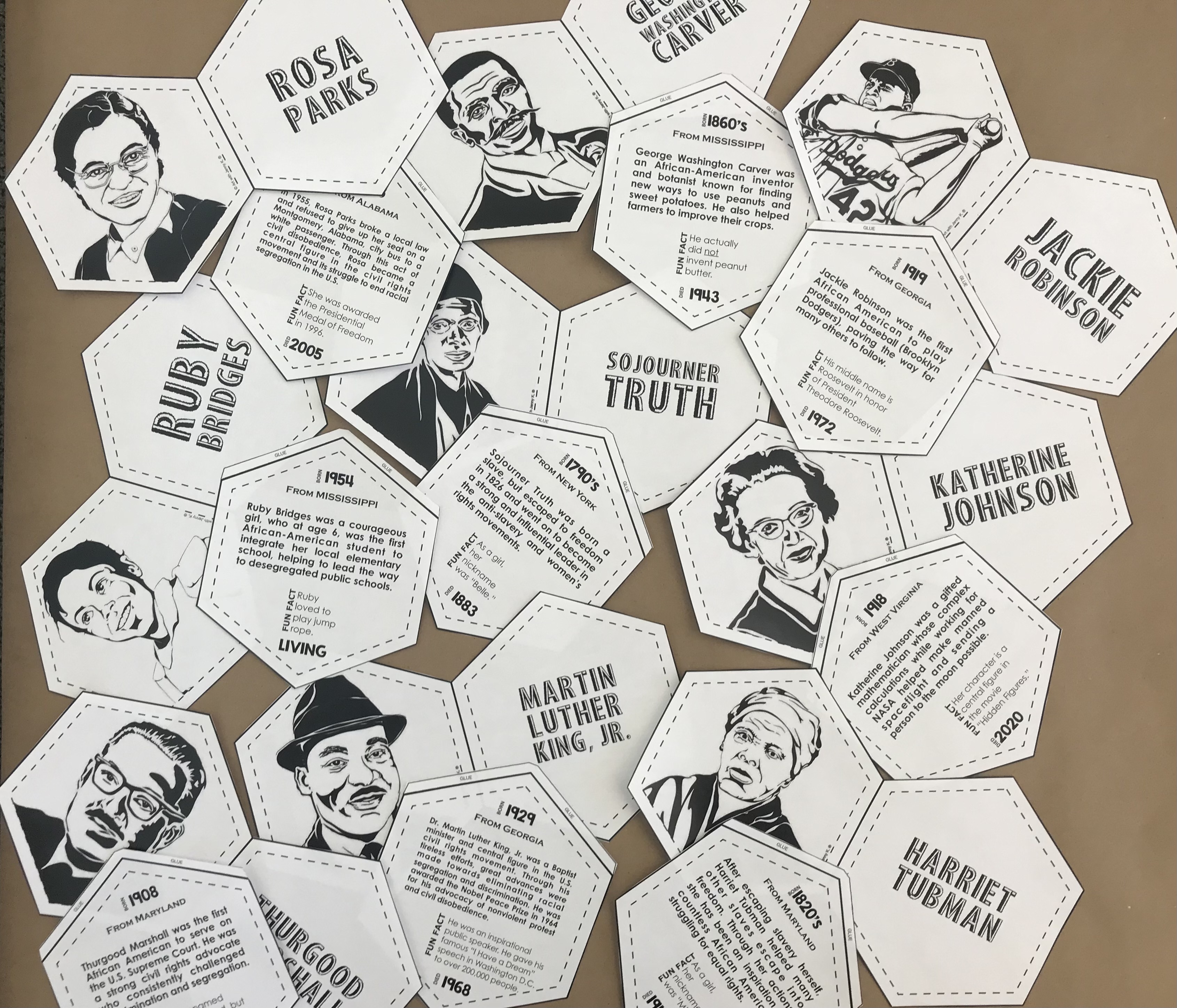 collage of Black History trivia game pieces