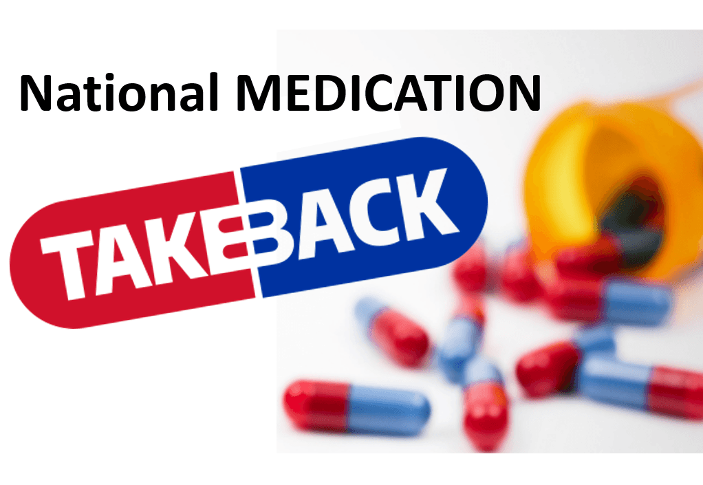 Rx pill bottle with "National Medication Takeback" 