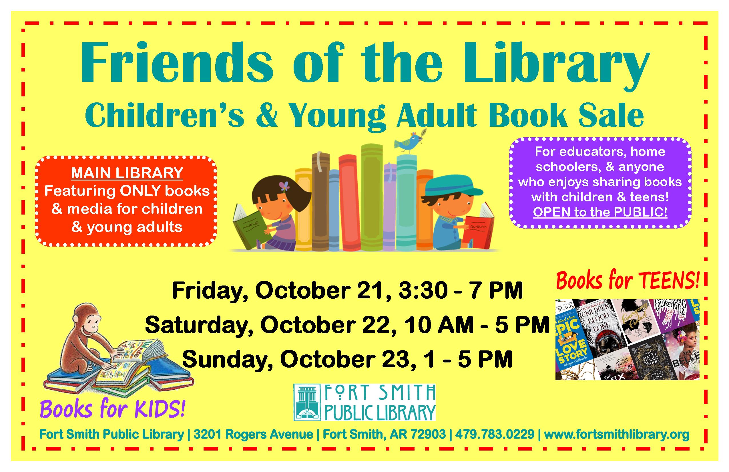poster with children's book sale dates