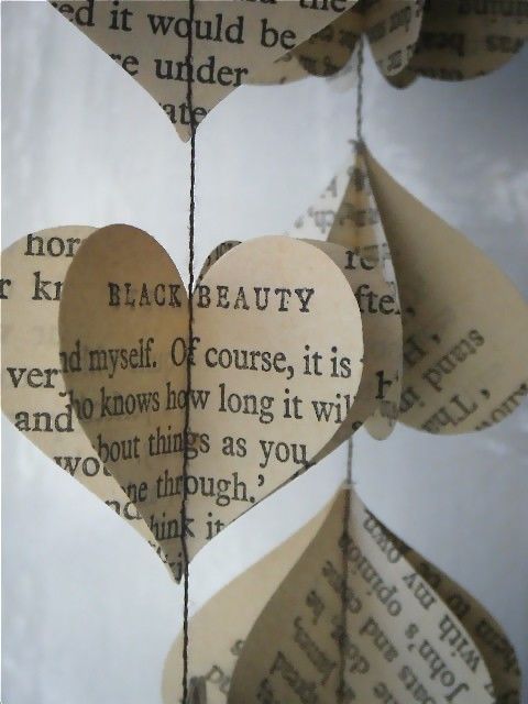 book page heart garland craft