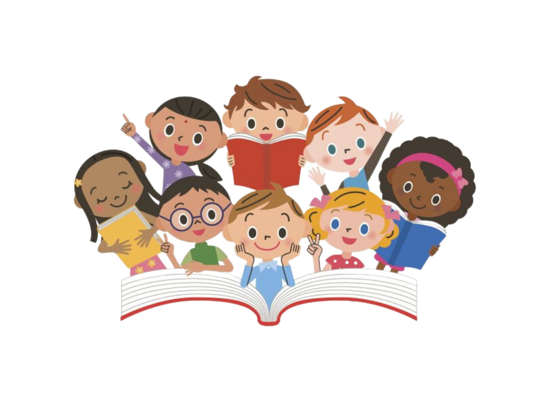 cartoon images of children and books