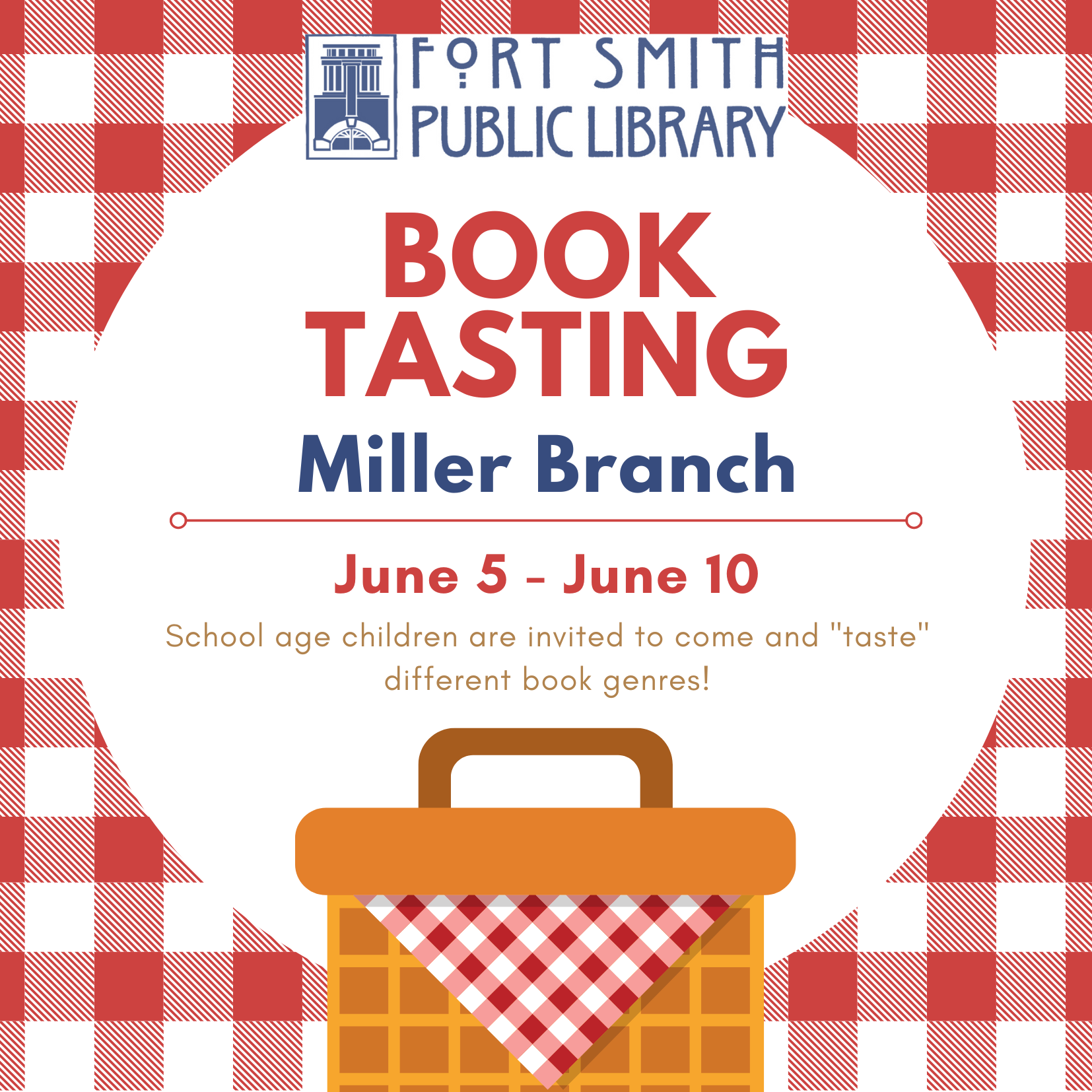 image advertising a book tasting for school age children