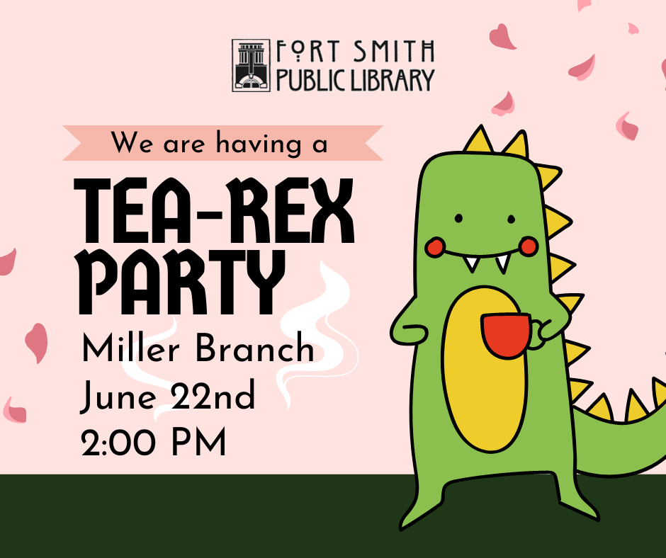 tea party with a t-rex dinosaur