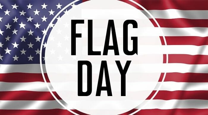 American Flag with "Flag Day" written over it