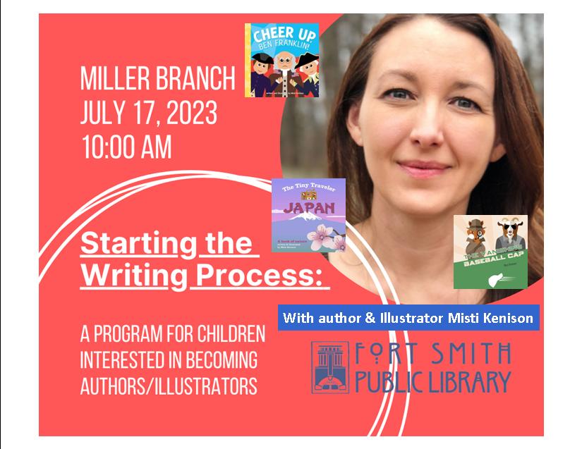 poster with author picture and 3 of her books