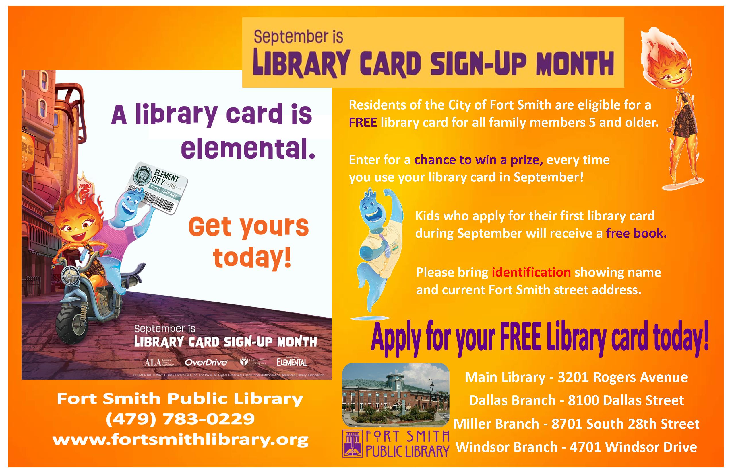 poster promoting library card sign-up month