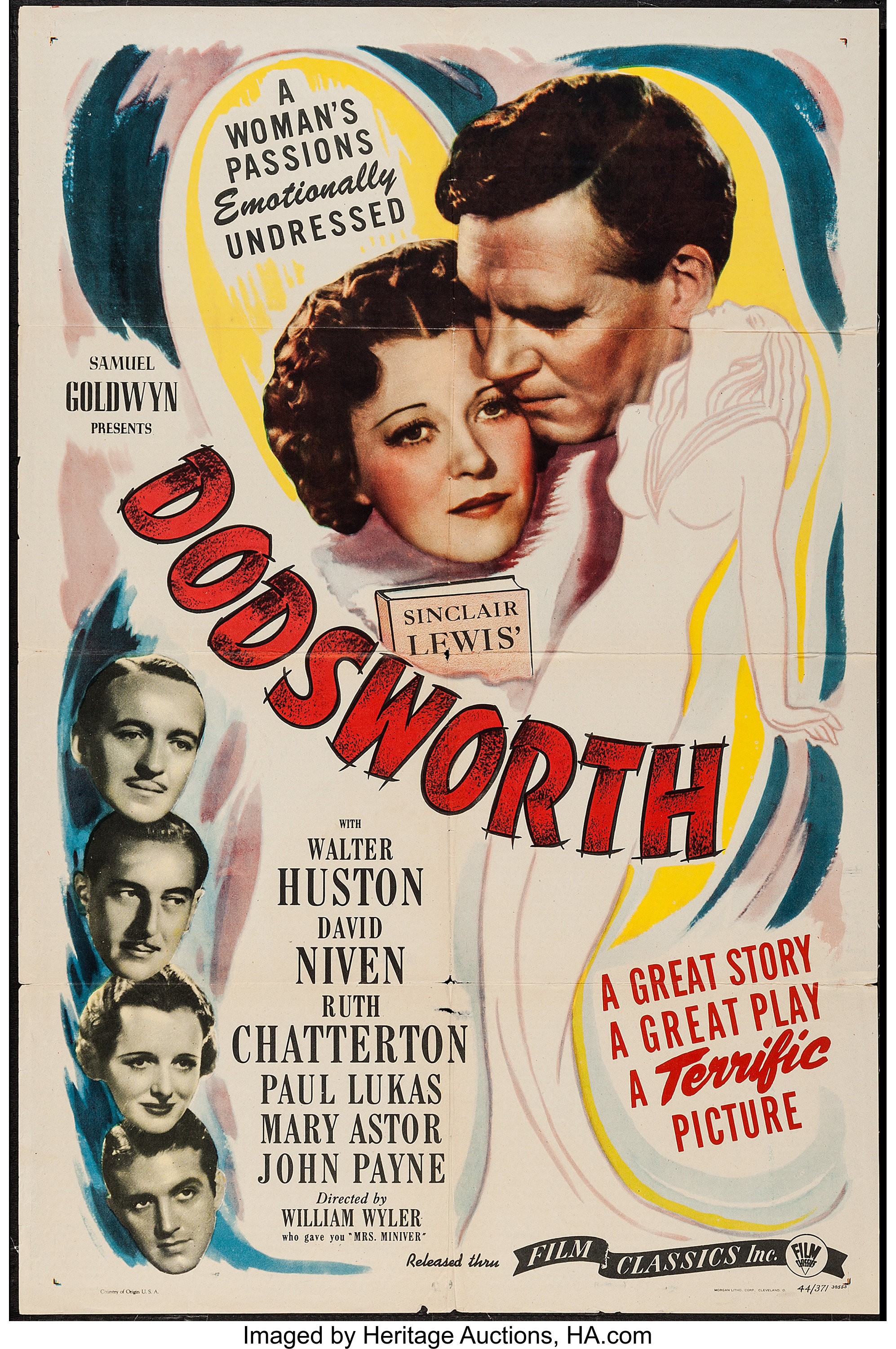 Dodsworth written out in red with two people in the background with faces touching. 