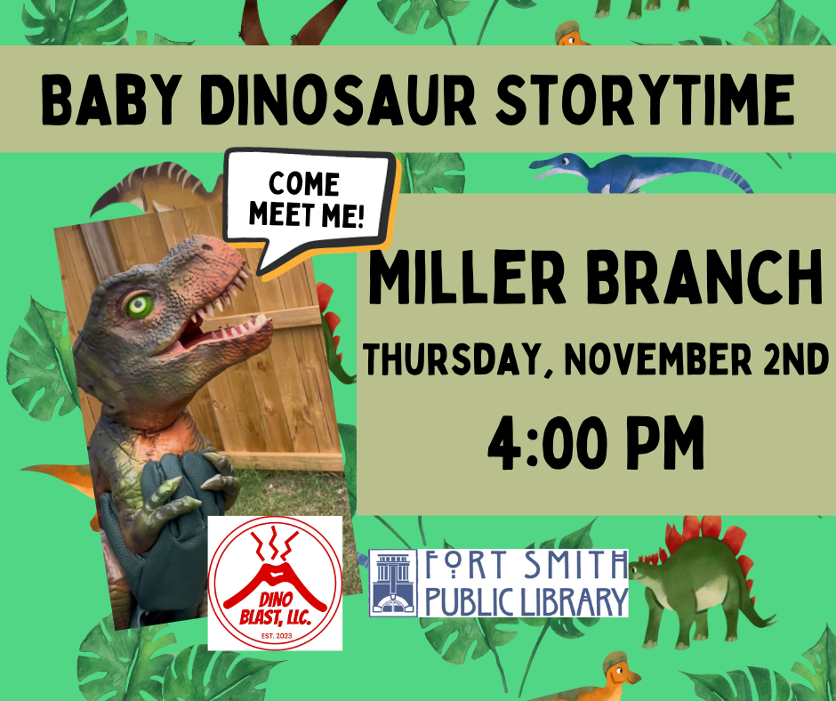 baby dinosaur storytime at the Miller Branch with Dino Blast LLC