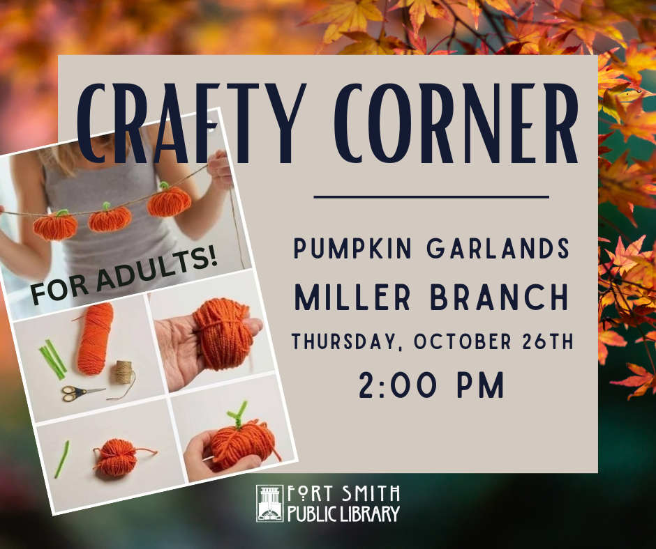 Crafty Corner library program on how to make a pumpkin yarn garland