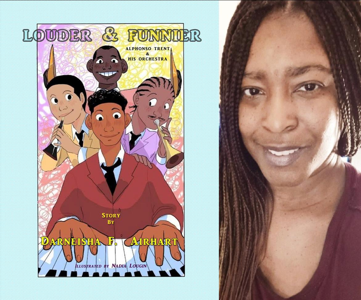 Photo of author Darneisha Airhart and her picture book about Alphonso Trent