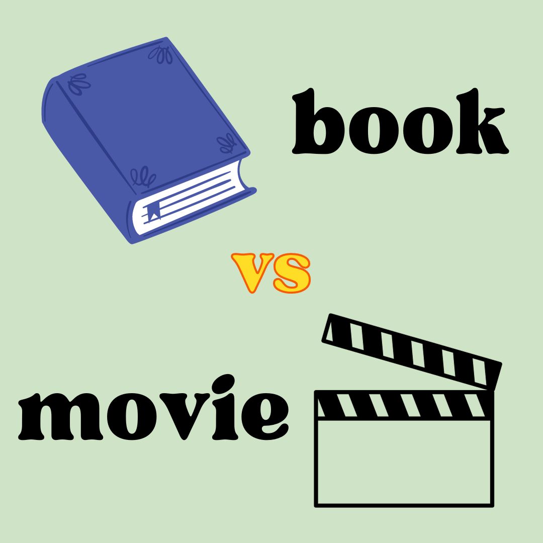 blue book and black slateboard with text book vs movie