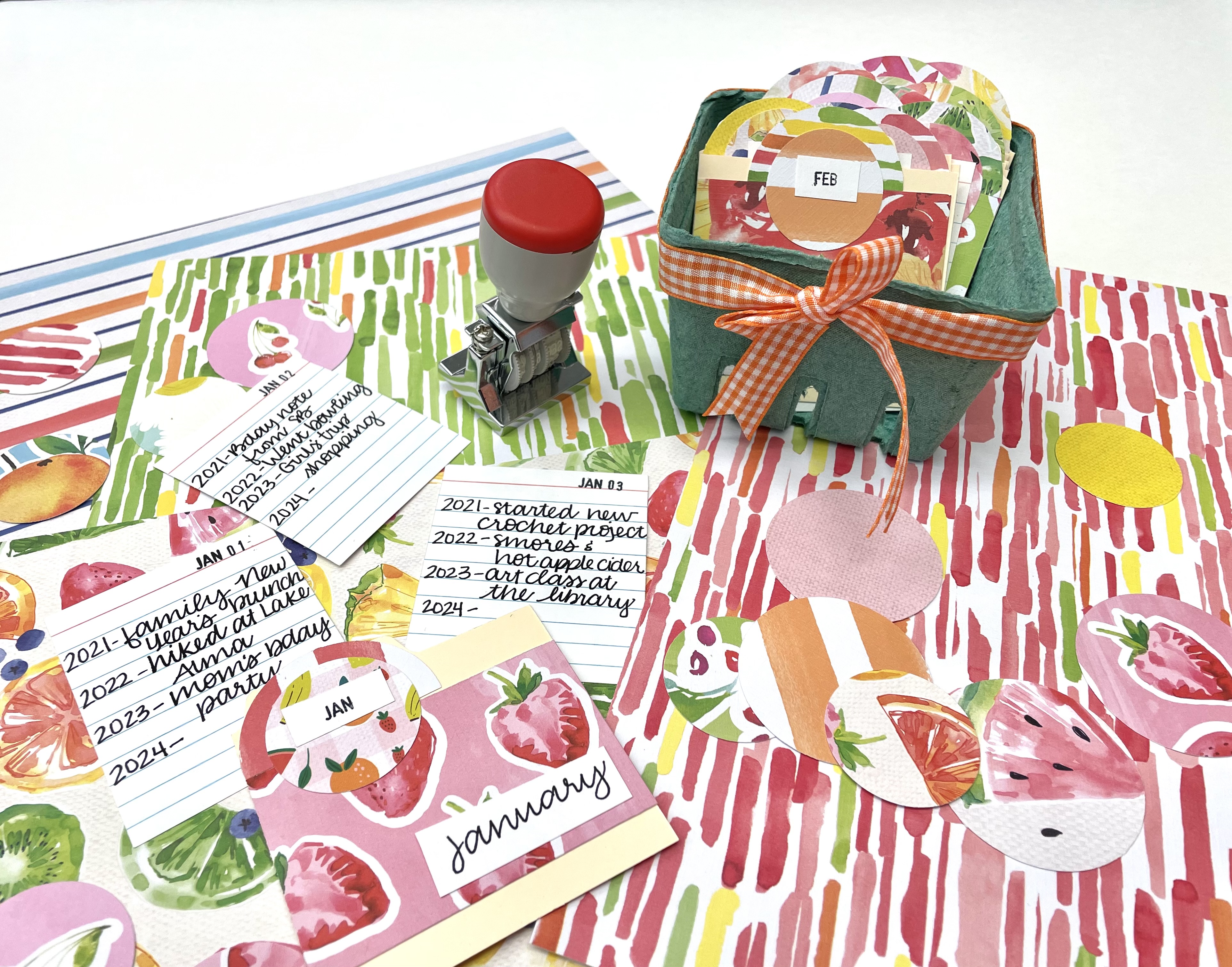 berry basket and index card dividers