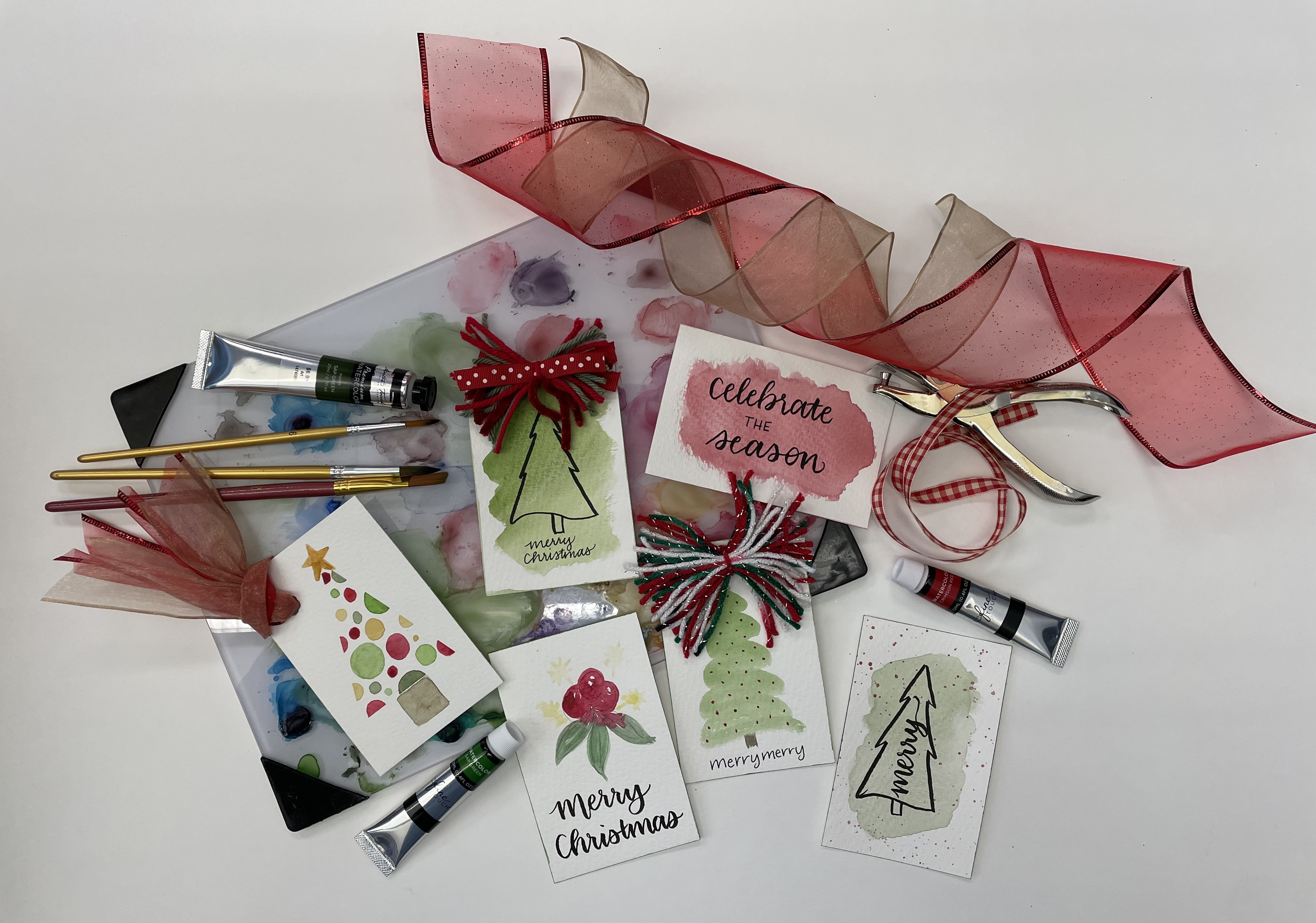 Christmas tags and ribbon