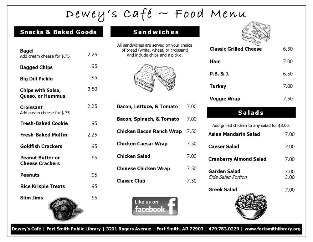 Dewey's Cafe Food Menu