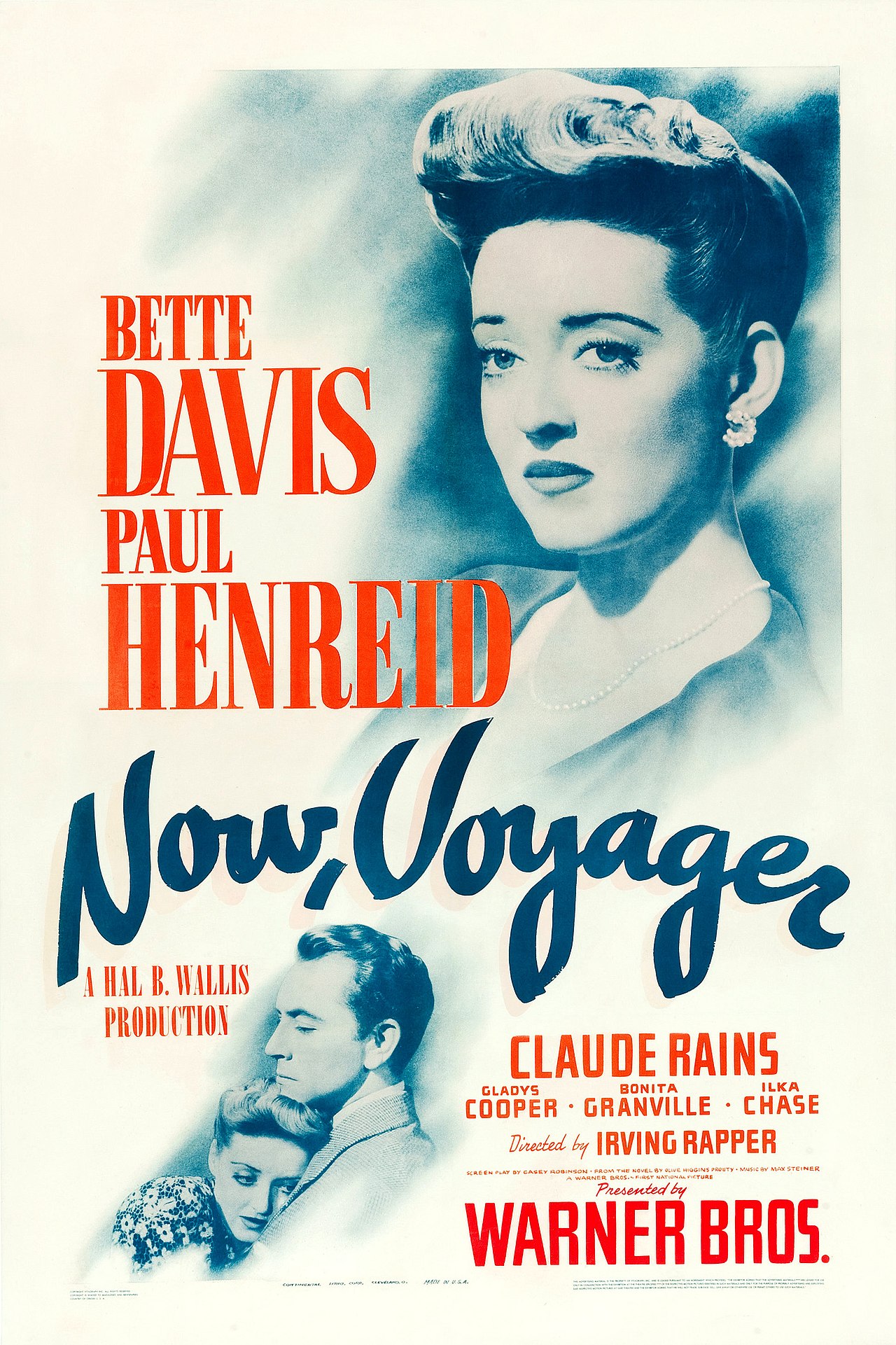 Movie poster for Now Voyager starring Betty Davis and Paul Henreid. 