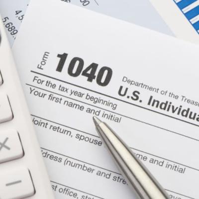 calculator and tax form