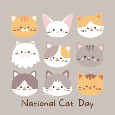 Illustrated cats on gray background