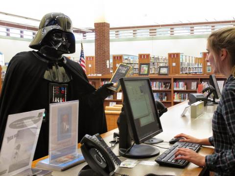 Darth Vader checking out The Great Gatsby