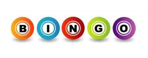 Bingo spelled out alphabetically in multicolor balls. 