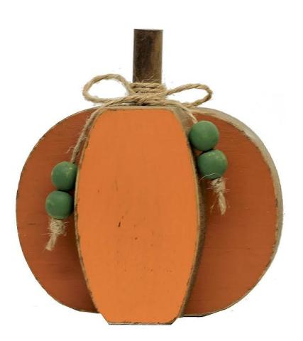 wooden pumpkin craft with beads
