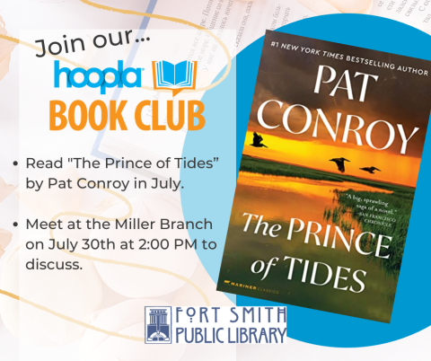 Hoopla Book Club pick for July The Prince of Tides by Pat Conroy